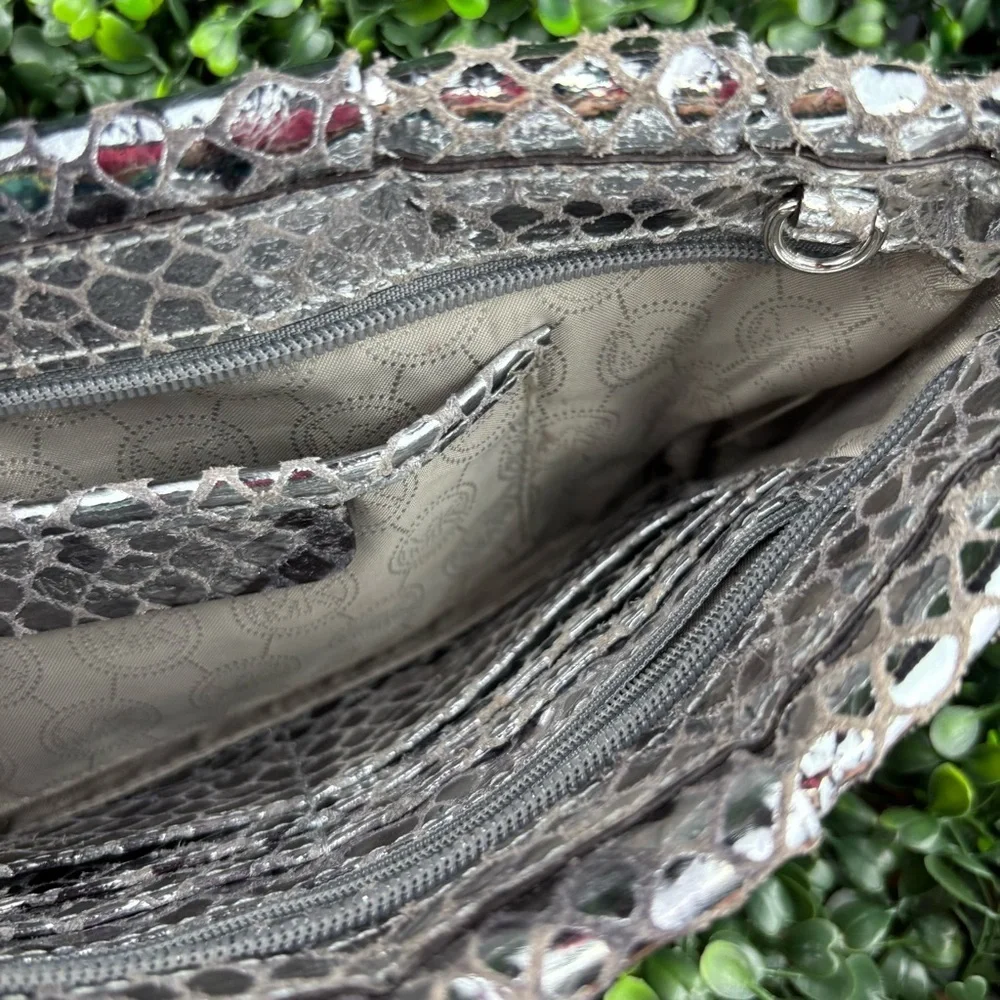 MICHAEL KORS TILDA Metallic Snakeskin Clutch